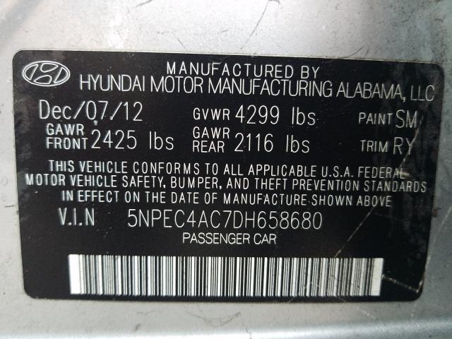 Photo 9 VIN: 5NPEC4AC7DH658680 - HYUNDAI SONATA SE 