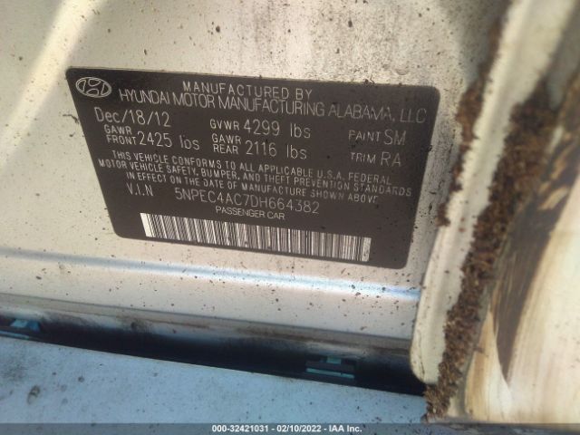 Photo 8 VIN: 5NPEC4AC7DH664382 - HYUNDAI SONATA 