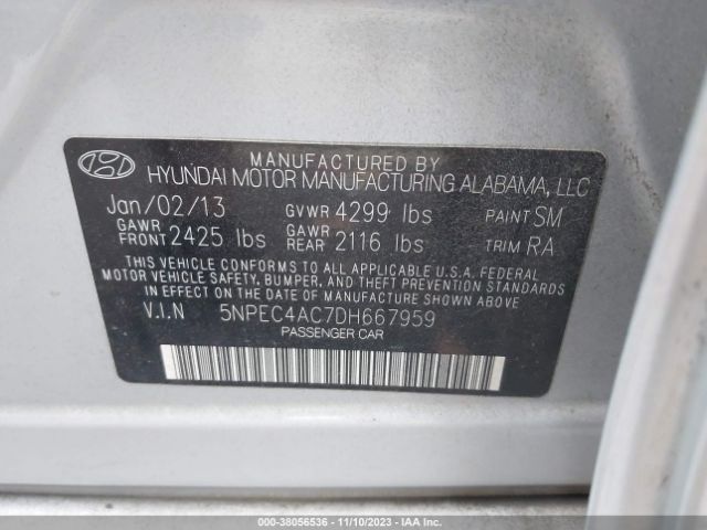 Photo 8 VIN: 5NPEC4AC7DH667959 - HYUNDAI SONATA 