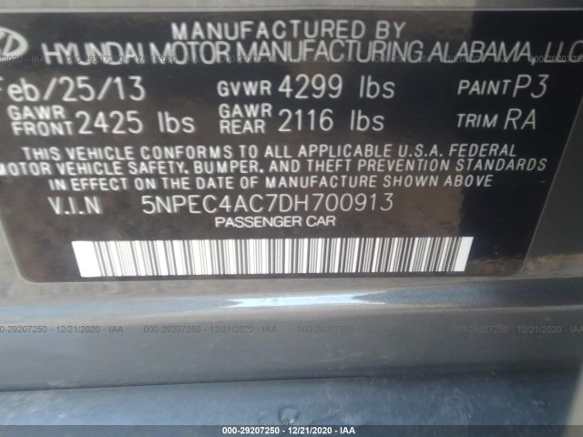 Photo 8 VIN: 5NPEC4AC7DH700913 - HYUNDAI SONATA 