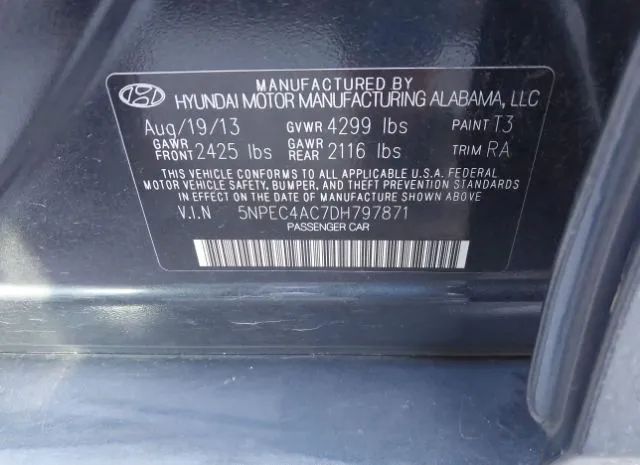 Photo 8 VIN: 5NPEC4AC7DH797871 - HYUNDAI SONATA 