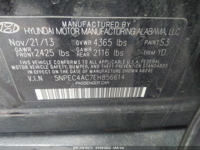 Photo 8 VIN: 5NPEC4AC7EH856614 - HYUNDAI SONATA 