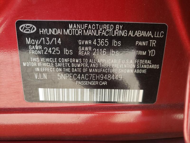 Photo 9 VIN: 5NPEC4AC7EH948449 - HYUNDAI SONATA SE 