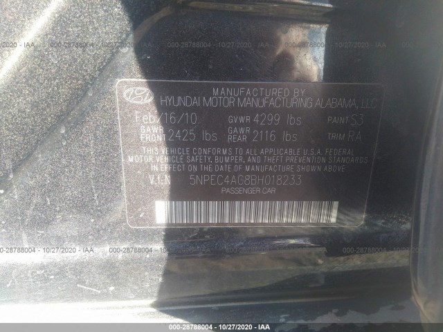 Photo 8 VIN: 5NPEC4AC8BH018233 - HYUNDAI SONATA 