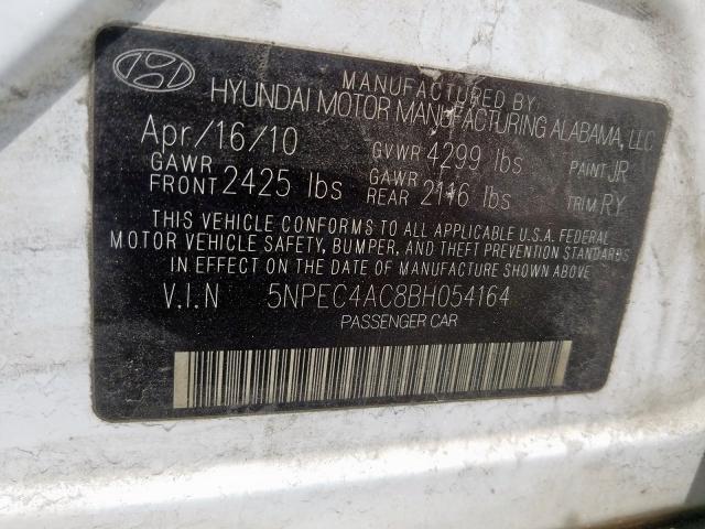 Photo 9 VIN: 5NPEC4AC8BH054164 - HYUNDAI SONATA SE 