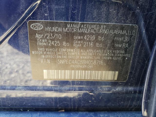 Photo 9 VIN: 5NPEC4AC8BH058716 - HYUNDAI SONATA SE 