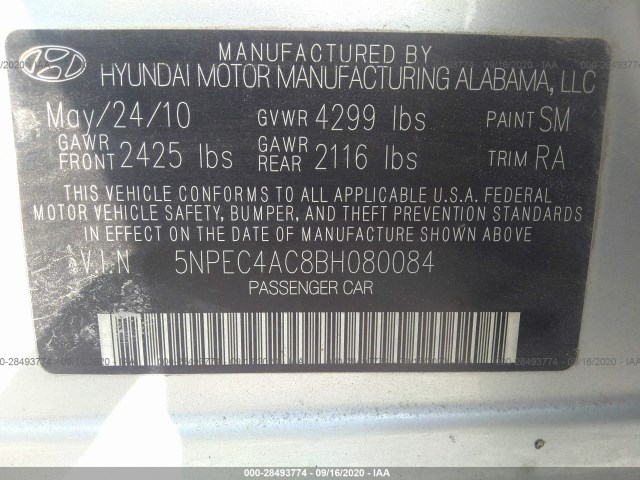 Photo 8 VIN: 5NPEC4AC8BH080084 - HYUNDAI SONATA 