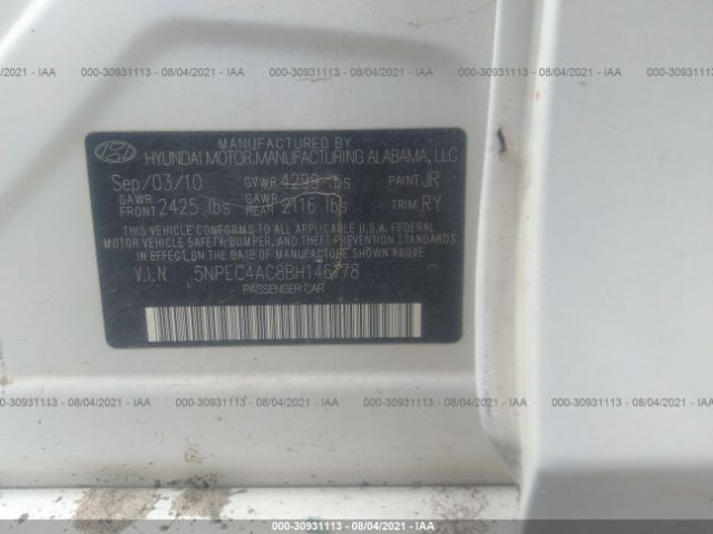 Photo 8 VIN: 5NPEC4AC8BH146178 - HYUNDAI SONATA 