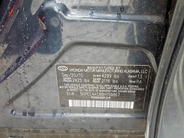 Photo 9 VIN: 5NPEC4AC8BH159867 - HYUNDAI SONATA SE 