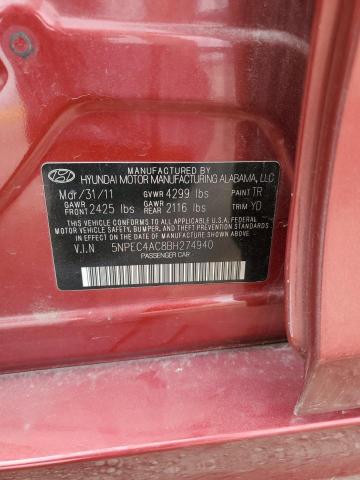 Photo 11 VIN: 5NPEC4AC8BH274940 - HYUNDAI SONATA 