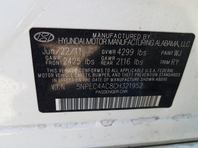 Photo 9 VIN: 5NPEC4AC8CH321952 - HYUNDAI SONATA SE 