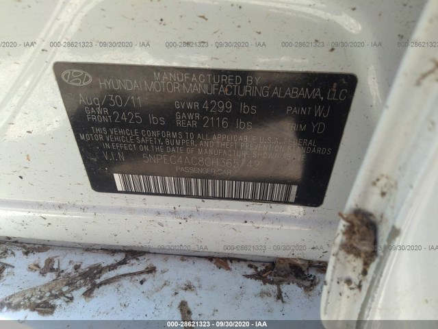 Photo 8 VIN: 5NPEC4AC8CH365742 - HYUNDAI SONATA 