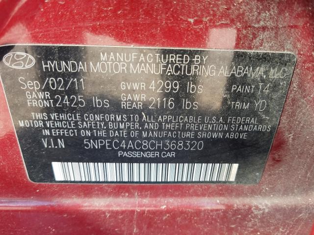 Photo 9 VIN: 5NPEC4AC8CH368320 - HYUNDAI SONATA SE 