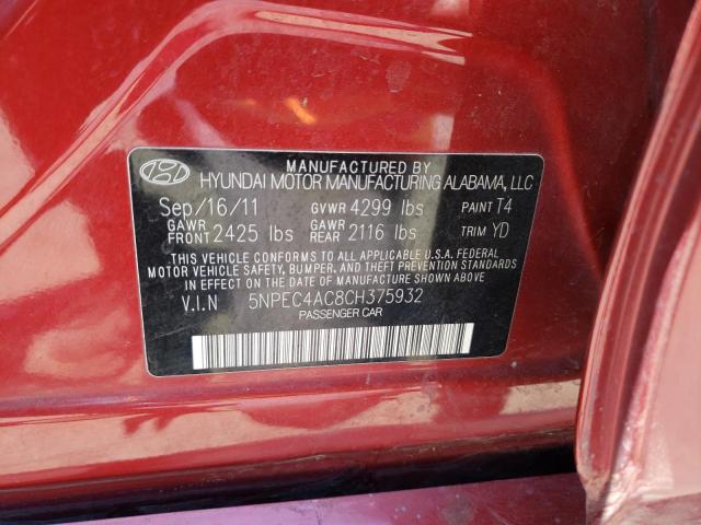 Photo 11 VIN: 5NPEC4AC8CH375932 - HYUNDAI SONATA 