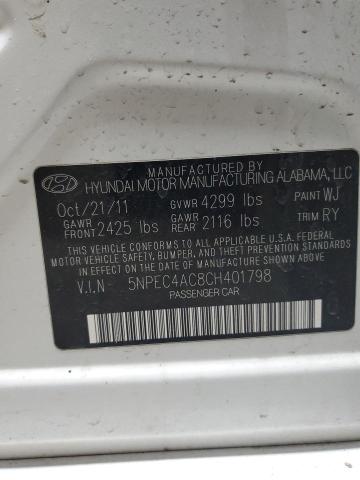 Photo 11 VIN: 5NPEC4AC8CH401798 - HYUNDAI SONATA 