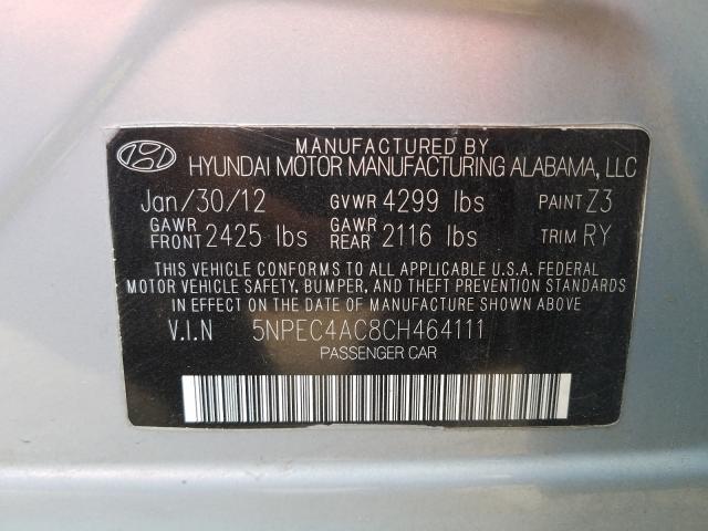 Photo 9 VIN: 5NPEC4AC8CH464111 - HYUNDAI SONATA SE 