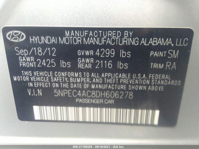 Photo 8 VIN: 5NPEC4AC8DH606278 - HYUNDAI SONATA 