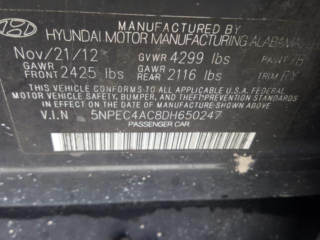 Photo 9 VIN: 5NPEC4AC8DH650247 - HYUNDAI SONATA SE 