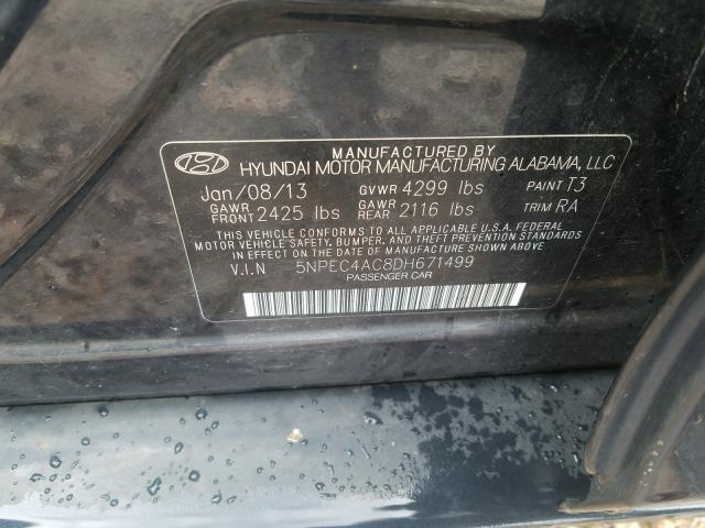 Photo 9 VIN: 5NPEC4AC8DH671499 - HYUNDAI SONATA SE 