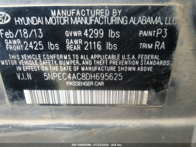 Photo 8 VIN: 5NPEC4AC8DH695625 - HYUNDAI SONATA 