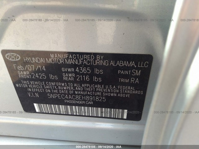 Photo 8 VIN: 5NPEC4AC8EH891825 - HYUNDAI SONATA 