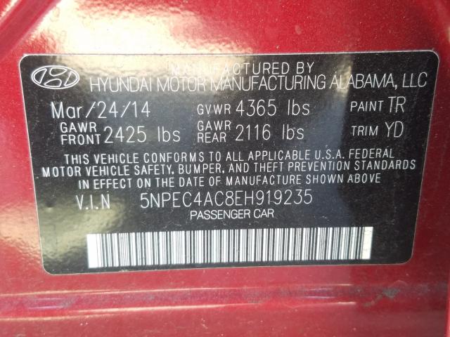 Photo 9 VIN: 5NPEC4AC8EH919235 - HYUNDAI SONATA 