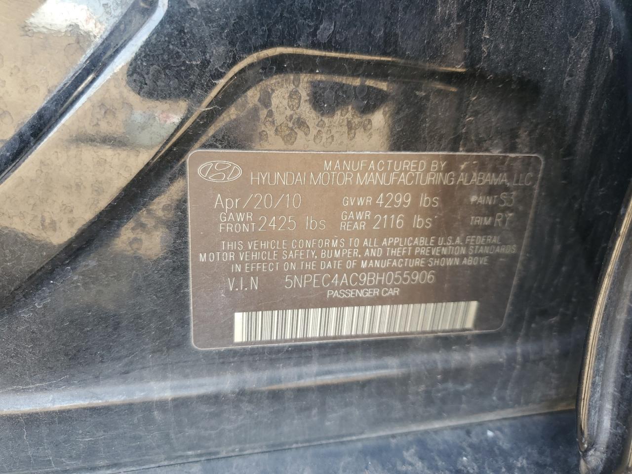 Photo 11 VIN: 5NPEC4AC9BH055906 - HYUNDAI SONATA 