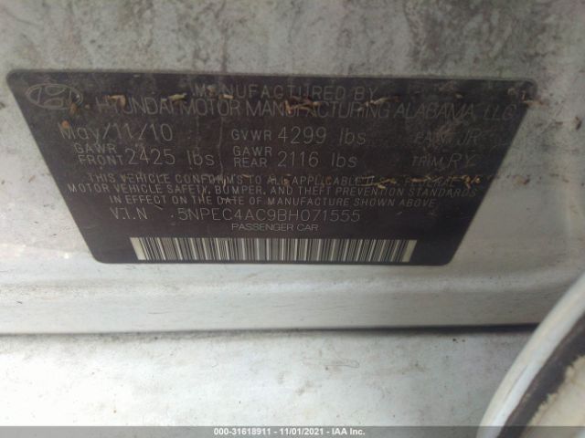 Photo 8 VIN: 5NPEC4AC9BH071555 - HYUNDAI SONATA 