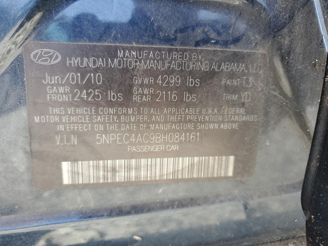 Photo 11 VIN: 5NPEC4AC9BH084161 - HYUNDAI SONATA 