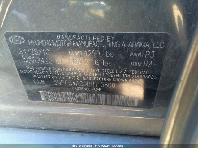 Photo 8 VIN: 5NPEC4AC9BH115800 - HYUNDAI SONATA 