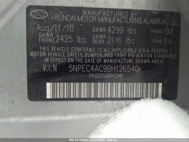 Photo 8 VIN: 5NPEC4AC9BH126540 - HYUNDAI SONATA 