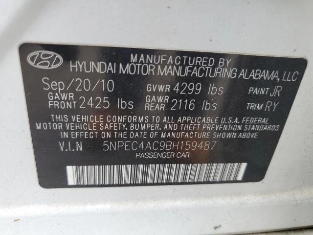 Photo 11 VIN: 5NPEC4AC9BH159487 - HYUNDAI SONATA SE 