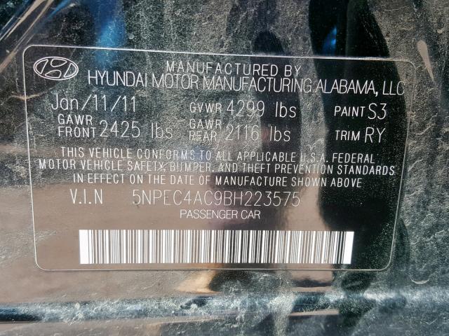 Photo 9 VIN: 5NPEC4AC9BH223575 - HYUNDAI SONATA SE 