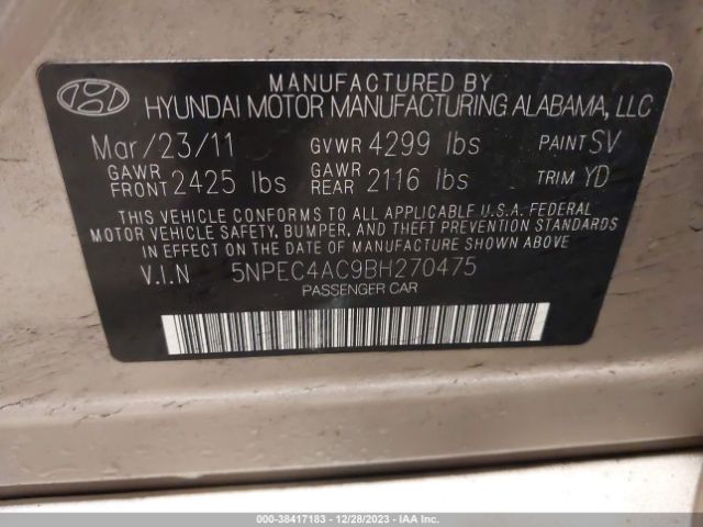 Photo 8 VIN: 5NPEC4AC9BH270475 - HYUNDAI SONATA 