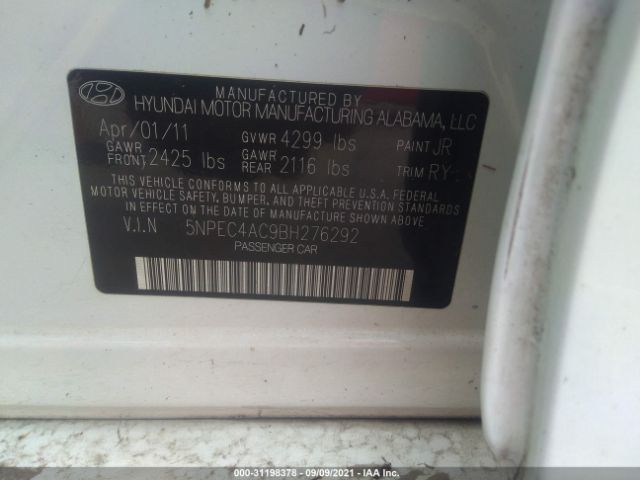 Photo 8 VIN: 5NPEC4AC9BH276292 - HYUNDAI SONATA 