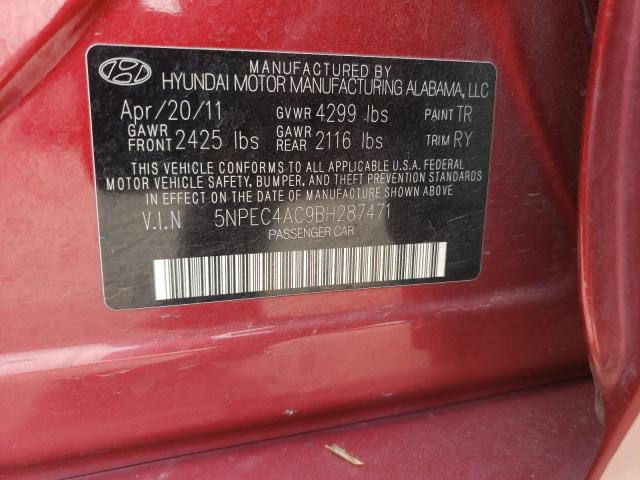 Photo 9 VIN: 5NPEC4AC9BH287471 - HYUNDAI SONATA SE 