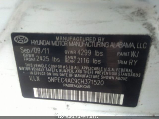 Photo 8 VIN: 5NPEC4AC9CH371520 - HYUNDAI SONATA 