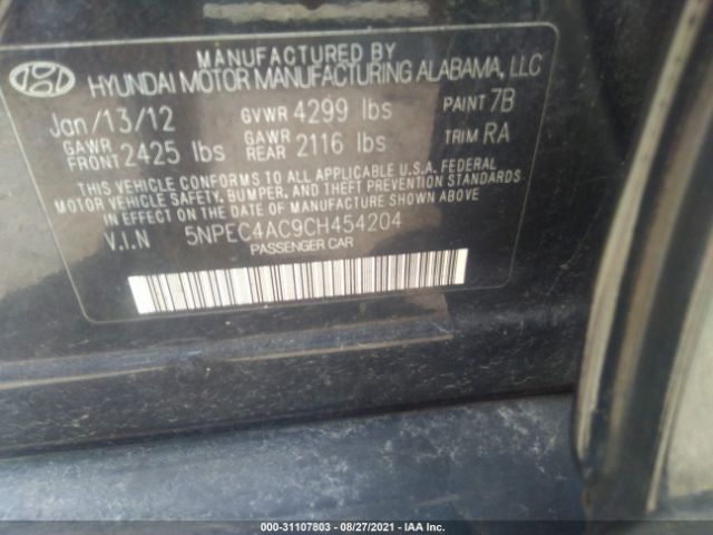 Photo 8 VIN: 5NPEC4AC9CH454204 - HYUNDAI SONATA 