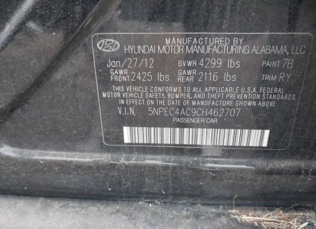 Photo 8 VIN: 5NPEC4AC9CH462707 - HYUNDAI SONATA 