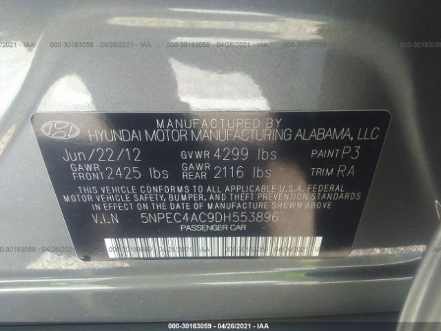 Photo 8 VIN: 5NPEC4AC9DH553896 - HYUNDAI SONATA 