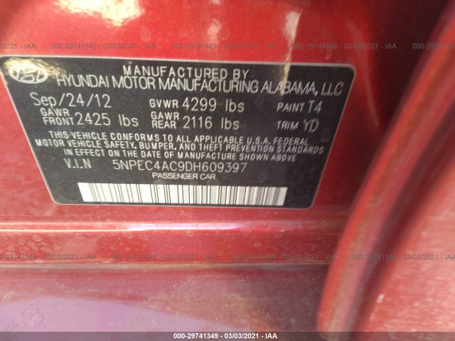 Photo 8 VIN: 5NPEC4AC9DH609397 - HYUNDAI SONATA 