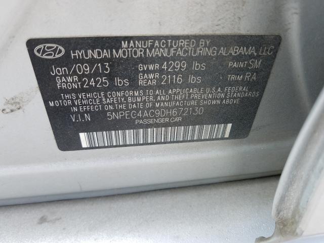 Photo 9 VIN: 5NPEC4AC9DH672130 - HYUNDAI SONATA SE 