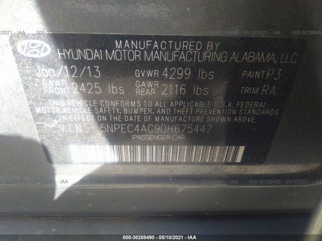 Photo 8 VIN: 5NPEC4AC9DH675447 - HYUNDAI SONATA 