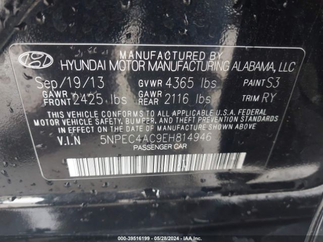 Photo 8 VIN: 5NPEC4AC9EH814946 - HYUNDAI SONATA 