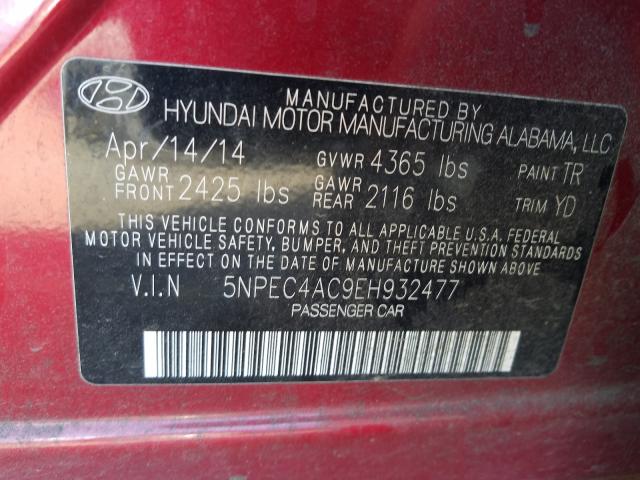 Photo 9 VIN: 5NPEC4AC9EH932477 - HYUNDAI SONATA SE 