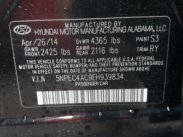 Photo 9 VIN: 5NPEC4AC9EH939834 - HYUNDAI SONATA SE 