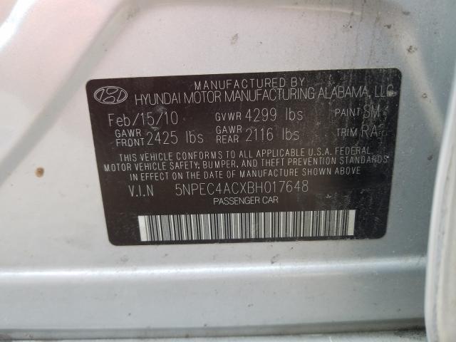 Photo 9 VIN: 5NPEC4ACXBH017648 - HYUNDAI SONATA SE 