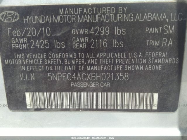 Photo 8 VIN: 5NPEC4ACXBH021358 - HYUNDAI SONATA 