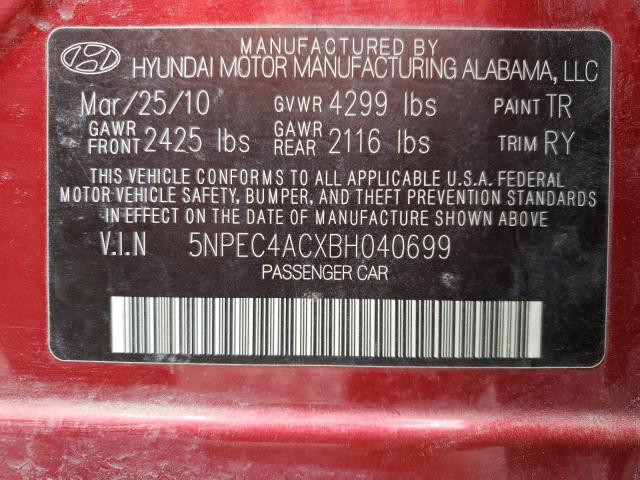 Photo 9 VIN: 5NPEC4ACXBH040699 - HYUNDAI SONATA SE 