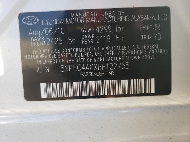 Photo 9 VIN: 5NPEC4ACXBH122755 - HYUNDAI SONATA SE 